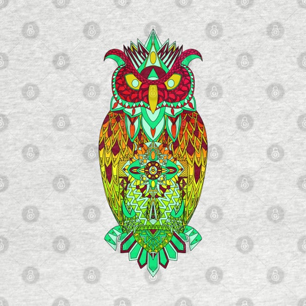 big little owl in mexican pattern ecopop by jorge_lebeau